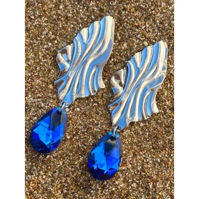 Aurora - Σκουλαρίκια με Κρύσταλλα Swarovski Capri Blue