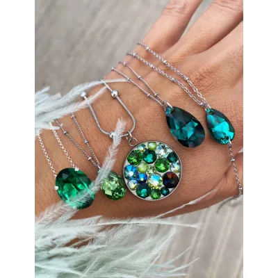 Seraphina Lariat Mini - Κολιέ Γραβάτα με Κρύσταλλο Swarovski Emerald