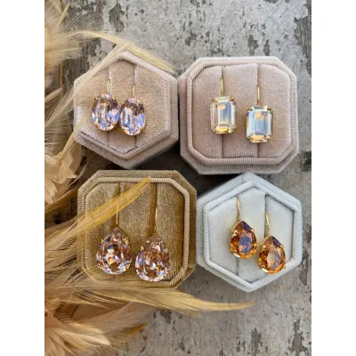 Carmen - Κρεμαστά Σκουλαρίκια Δάκρυ με Κρύσταλλο Swarovski Vintage Rose