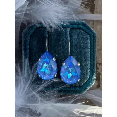 Carmen - Κρεμαστά Σκουλαρίκια Δάκρυ με Κρύσταλλο Swarovski Laguna Delite