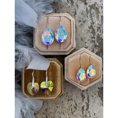 Carmen - Κρεμαστά Σκουλαρίκια Δάκρυ με Κρύσταλλο Swarovski Iridescent