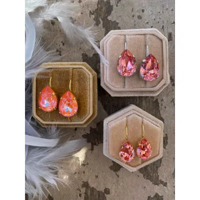 Carmen - Κρεμαστά Σκουλαρίκια Δάκρυ με Κρύσταλλο Swarovski Rose Peach