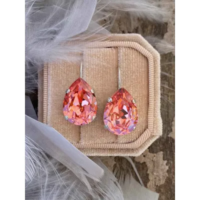 Carmen - Κρεμαστά Σκουλαρίκια Δάκρυ με Κρύσταλλο Swarovski Rose Peach