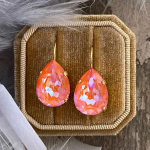 Carmen - Κρεμαστά Σκουλαρίκια Δάκρυ με Κρύσταλλο Swarovski Orange Glow Delite