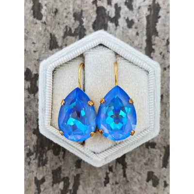 Carmen - Κρεμαστά Σκουλαρίκια Δάκρυ με Κρύσταλλο Swarovski Laguna Delite