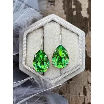 Carmen Tear Drop Mini Dangle Earrings / Peridot