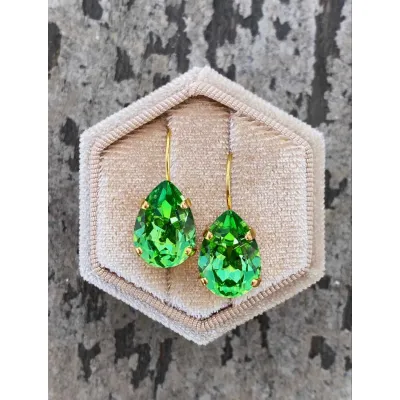 Carmen Tear Drop Mini Dangle Earrings / Peridot