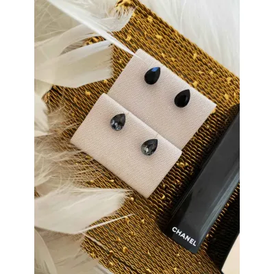 Carmen - Καρφωτά Σκουλαρίκια Δάκρυ Mini με Κρύσταλλα Swarovski Black Shades