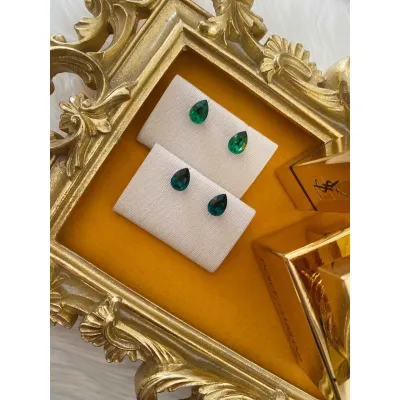 Carmen - Καρφωτά Σκουλαρίκια Δάκρυ Mini με Κρύσταλλα Swarovski Green Shades