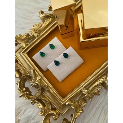 Carmen - Καρφωτά Σκουλαρίκια Δάκρυ Mini με Κρύσταλλα Swarovski Green Shades
