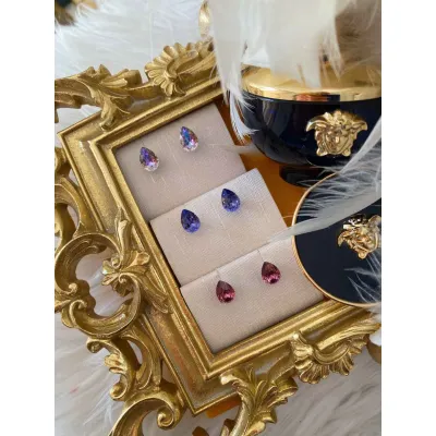 Carmen - Καρφωτά Σκουλαρίκια Δάκρυ Mini με Κρύσταλλα Swarovski Violet Shades
