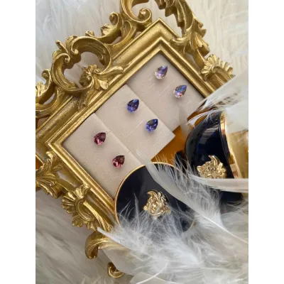 Carmen - Καρφωτά Σκουλαρίκια Δάκρυ Mini με Κρύσταλλα Swarovski Violet Shades