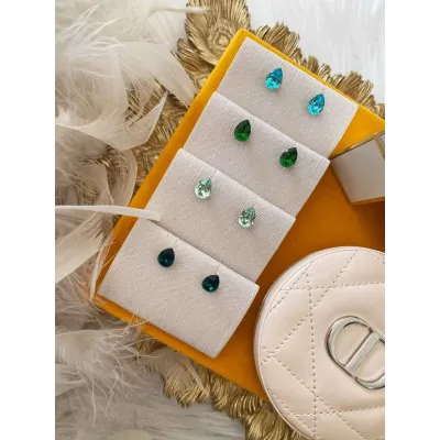 Carmen - Καρφωτά Σκουλαρίκια Δάκρυ Petite με Κρύσταλλα Swarovski Green & Blue Shades