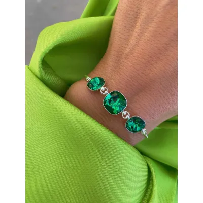Coco - Βραχιόλι από Ασήμι 925 & Κρύσταλλα Swarovski Majestic Green