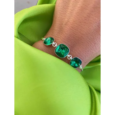 Coco - Βραχιόλι από Ασήμι 925 & Κρύσταλλα Swarovski Majestic Green