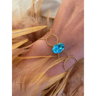 Esmeralda - Βραχιόλι με Κρύσταλλο Swarovski Light Turquoise