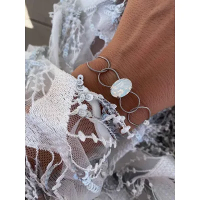 Esmeralda - Βραχιόλι με Κρύσταλλο Swarovski White Opal