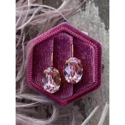 Esmeralda - Κρεμαστά Σκουλαρίκια  με Κρύσταλλο Swarovski Light Rose