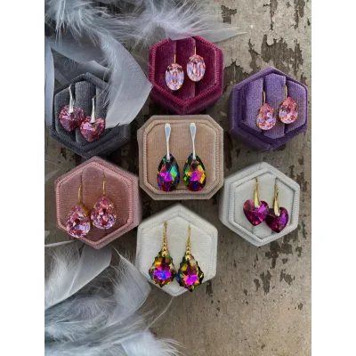 Esmeralda - Κρεμαστά Σκουλαρίκια  με Κρύσταλλο Swarovski Light Rose