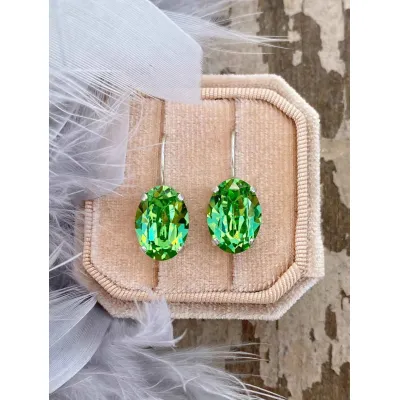 Esmeralda - Κρεμαστά Σκουλαρίκια  με Κρύσταλλο Swarovski Peridot