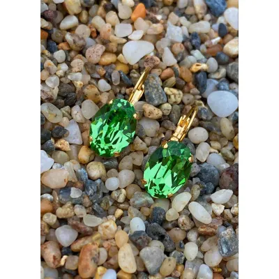 Esmeralda - Κρεμαστά Σκουλαρίκια  με Κρύσταλλο Swarovski Peridot