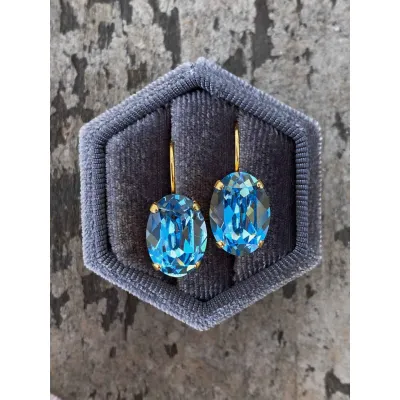 Esmeralda - Κρεμαστά Σκουλαρίκια  με Κρύσταλλο Swarovski Aquamarine