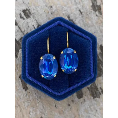 Esmeralda - Κρεμαστά Σκουλαρίκια με Κρύσταλλο Swarovski Royal Blue Delite