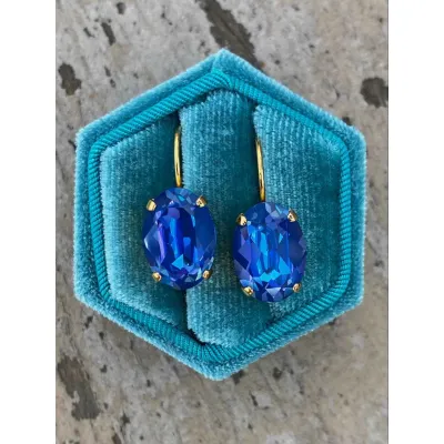 Esmeralda - Κρεμαστά Σκουλαρίκια με Κρύσταλλο Swarovski Royal Blue Delite