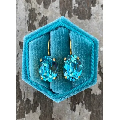 Esmeralda - Κρεμαστά Σκουλαρίκια  με Κρύσταλλο Swarovski Light Turquoise