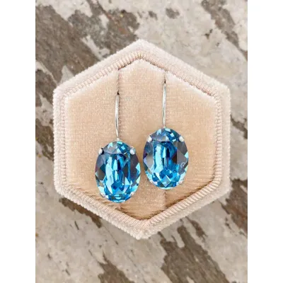 Esmeralda - Κρεμαστά Σκουλαρίκια  με Κρύσταλλο Swarovski Aquamarine