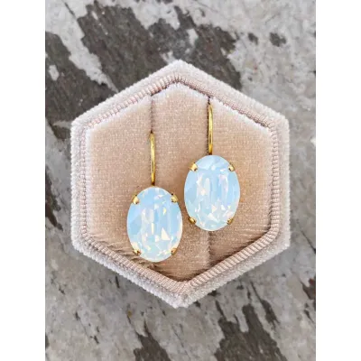Esmeralda - Κρεμαστά Σκουλαρίκια με Κρύσταλλο Swarovski White Opal