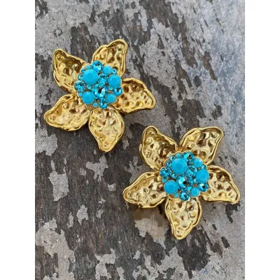Flower Lily Earrings / Turquoise