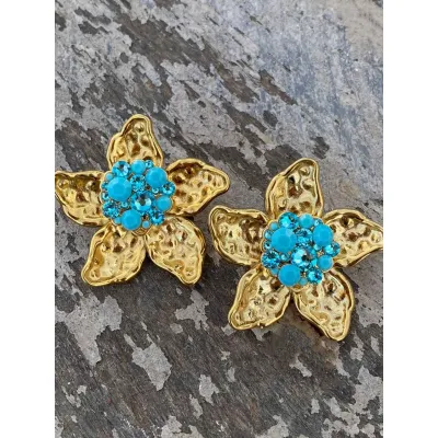 Flower Lily Earrings / Turquoise
