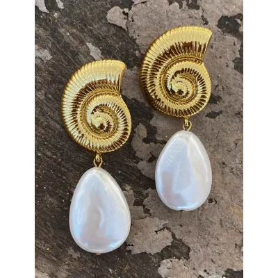 Sea Snail Earrings /Gold