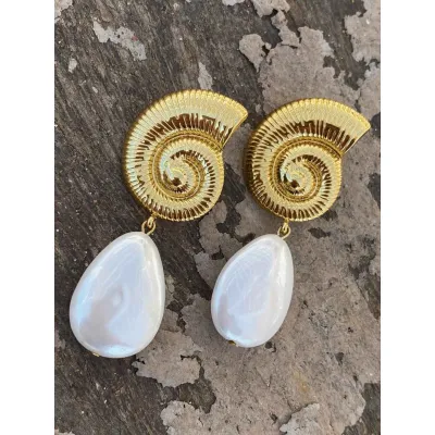 Sea Snail Earrings /Gold