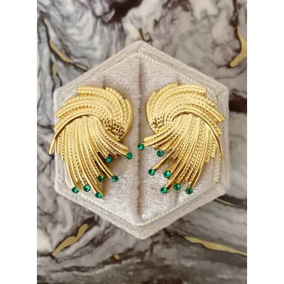 Kleio - Σκουλαρίκια με Μικρά Κρύσταλλα Swarovski Majestic Green