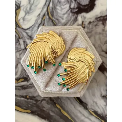 Kleio - Σκουλαρίκια με Μικρά Κρύσταλλα Swarovski Majestic Green