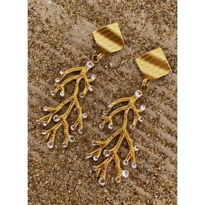 Golden Coral Earrings