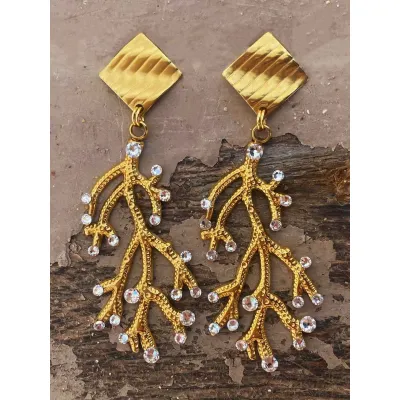 Golden Coral Earrings