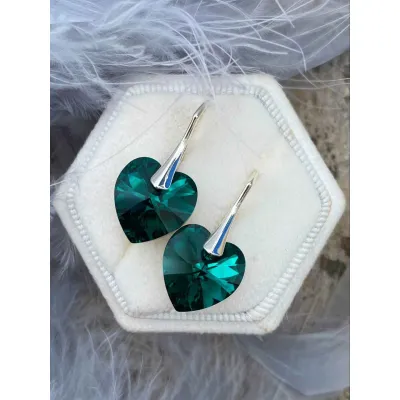 Hearts Classic Earrings / Emerald