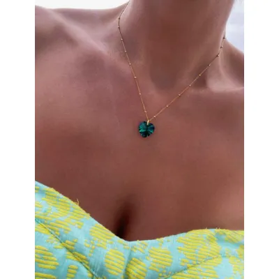 Bella Heart Classic - Κολιέ με Μενταγιόν Καρδιά & Κρύσταλλο Swarovski Emerald