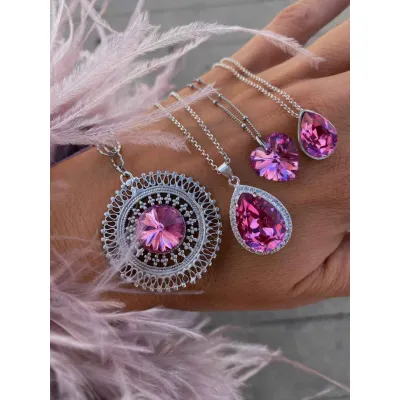 Bella Heart Classic - Κολιέ με Μενταγιόν Καρδιά & Κρύσταλλο Swarovski Rose