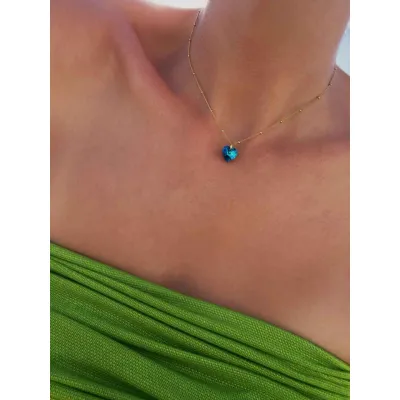Bella Heart Mini / Κολιέ Καρδιά με Κρύσταλλο Swarovski Bermuda Blue