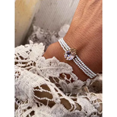 Juliette Pearl - Βραχιόλι με Πέρλες & Κρύσταλλο Swarovski Vintage Rose
