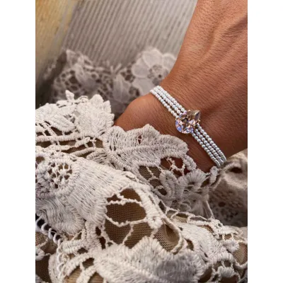 Juliette Pearl - Βραχιόλι με Πέρλες & Κρύσταλλο Swarovski Vintage Rose