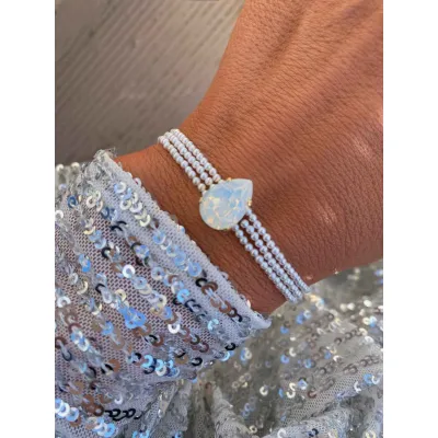 Juliette Pearl - Βραχιόλι με Πέρλες & Κρύσταλλο Swarovski White Opal