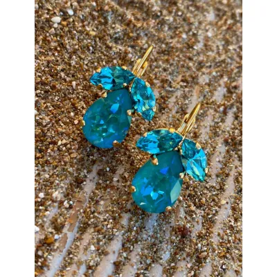 Juliette - Κρεμαστά Σκουλαρίκια με Κρύσταλλα Swarovski Laguna Delite