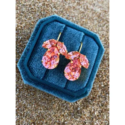 Juliette - Κρεμαστά Σκουλαρίκια με Κρύσταλλα Swarovski Rose Peach