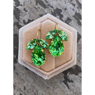 Juliette - Κρεμαστά Σκουλαρίκια με Κρύσταλλα Swarovski Peridot