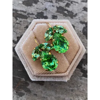 Juliette - Κρεμαστά Σκουλαρίκια με Κρύσταλλα Swarovski Peridot